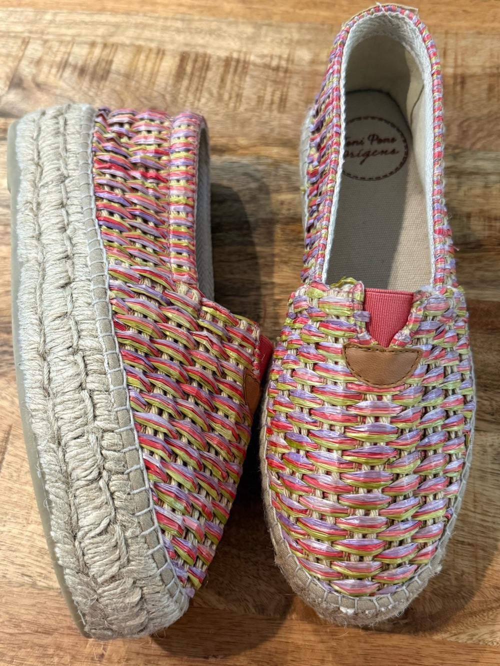 Toni Pons Multicolor Woven Platform Espadrille Slip-On Shoes Size 38